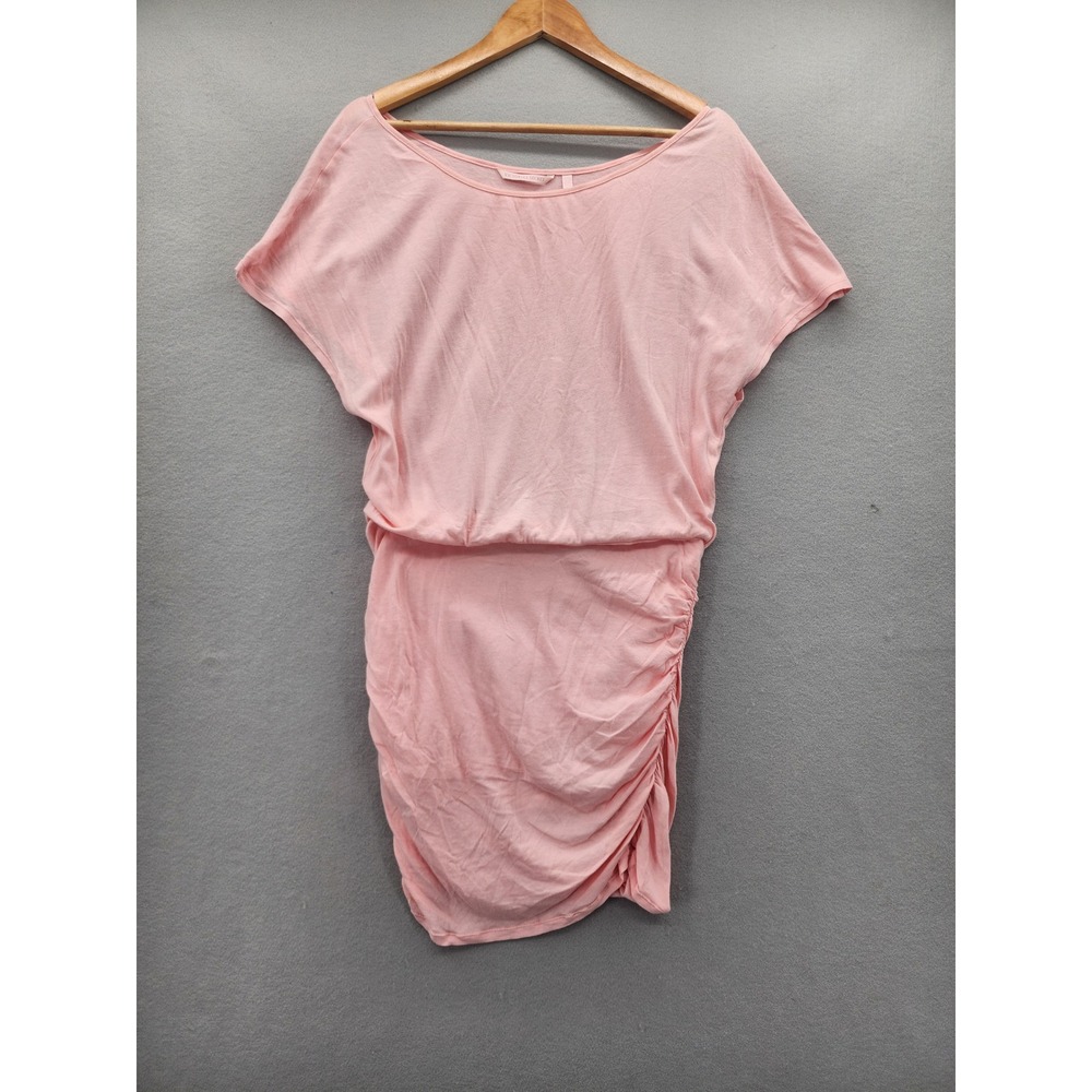 Victorias Secret Pink Ruched Mini Dress Small Short Sleeve Cotton Modal Bodycon